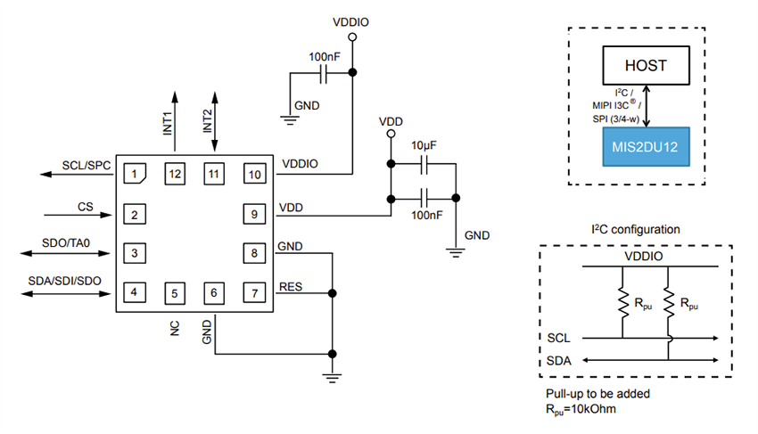 Mechanical Drawing - STMicroelectronics MIS2DU12 Ultra-Low-Power Accelerometer